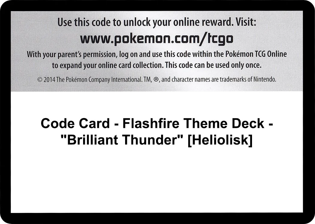 Code Card - Flashfire Theme Deck - "Brilliant Thunder" [Heliolisk]